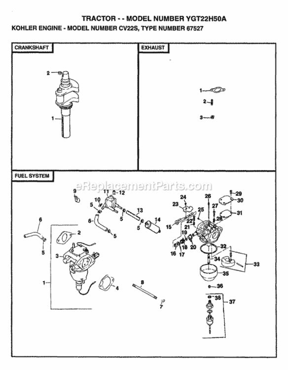 Page F Diagram and Parts List for YGT22H50A 1997 Husqvarna Lawn Tractor