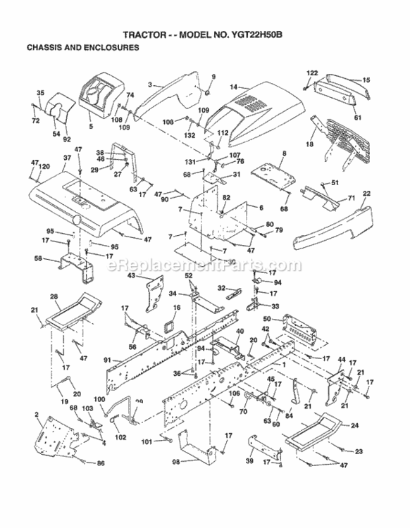 Page A Diagram and Parts List for YGT22H50B 1998 Husqvarna Lawn Tractor