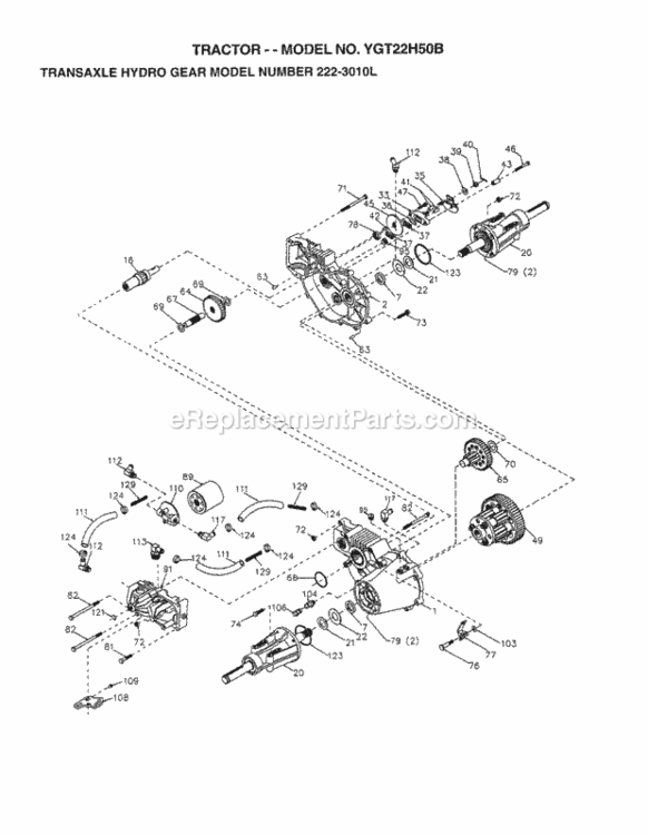 Page J Diagram and Parts List for YGT22H50B 1998 Husqvarna Lawn Tractor