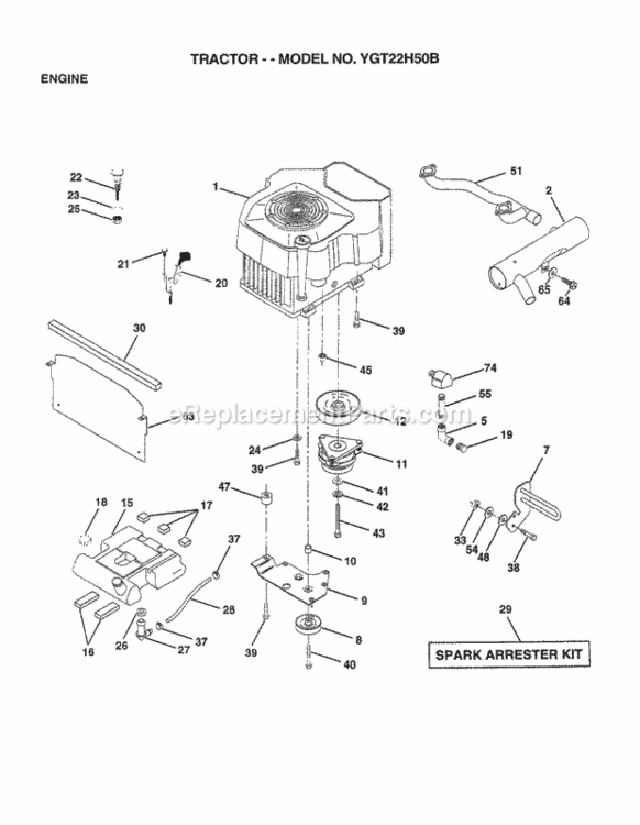 Page D Diagram and Parts List for YGT22H50B 1998 Husqvarna Lawn Tractor