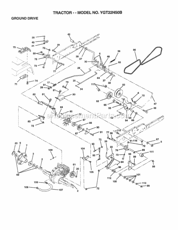 Page E Diagram and Parts List for YGT22H50B 1998 Husqvarna Lawn Tractor
