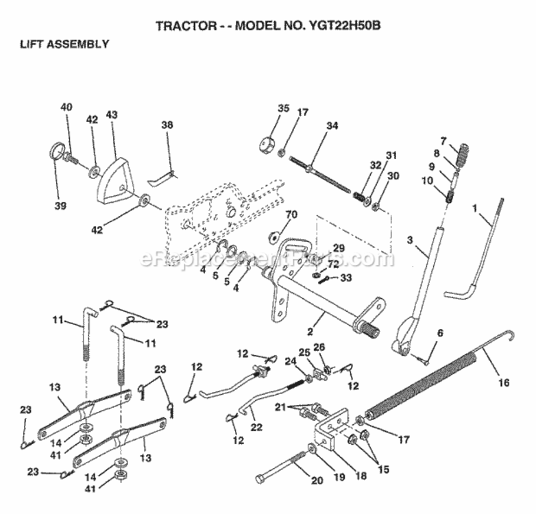 Page F Diagram and Parts List for YGT22H50B 1998 Husqvarna Lawn Tractor