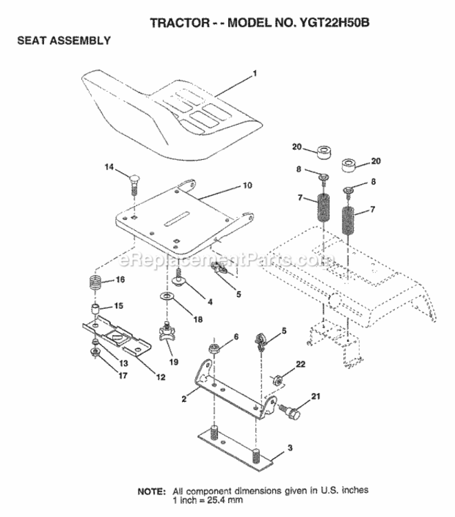 Page H Diagram and Parts List for YGT22H50B 1998 Husqvarna Lawn Tractor