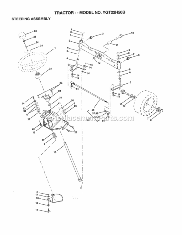 Page I Diagram and Parts List for YGT22H50B 1998 Husqvarna Lawn Tractor