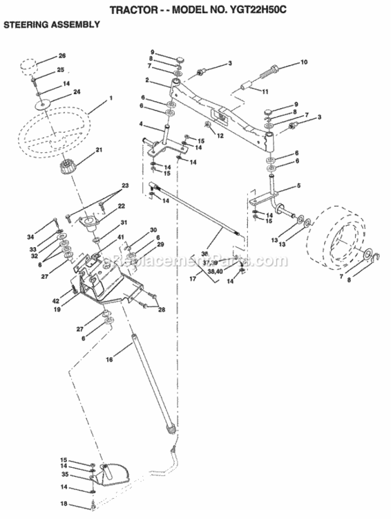 Page I Diagram and Parts List for YGT22H50C 1998 Husqvarna Lawn Tractor