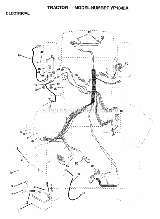 Page D Diagram and Parts List for YP1342A 1997 Husqvarna Lawn Tractor