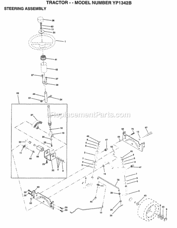 Page J Diagram and Parts List for YP1342B 1997 Husqvarna Lawn Tractor