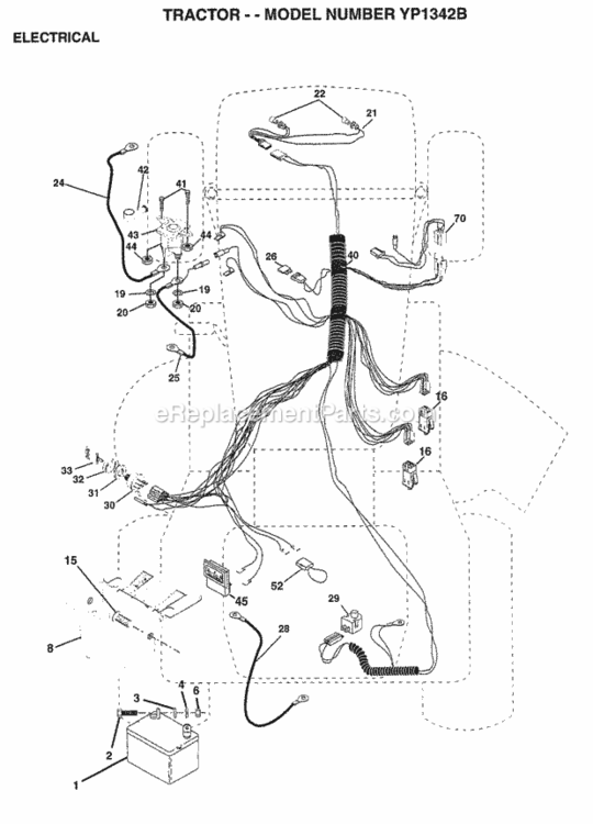 Page D Diagram and Parts List for YP1342B 1997 Husqvarna Lawn Tractor