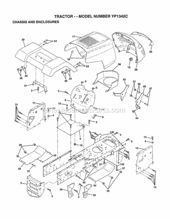 Page A Diagram and Parts List for YP1342C 1998 Husqvarna Lawn Tractor