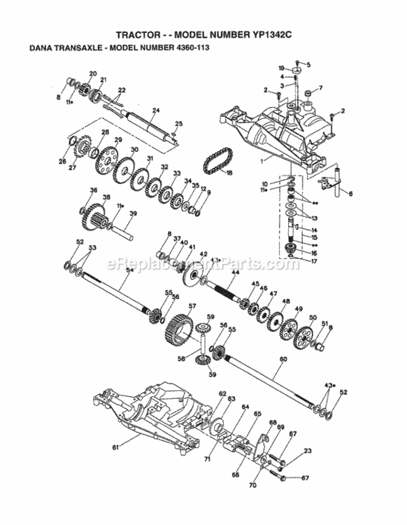 Page B Diagram and Parts List for YP1342C 1998 Husqvarna Lawn Tractor
