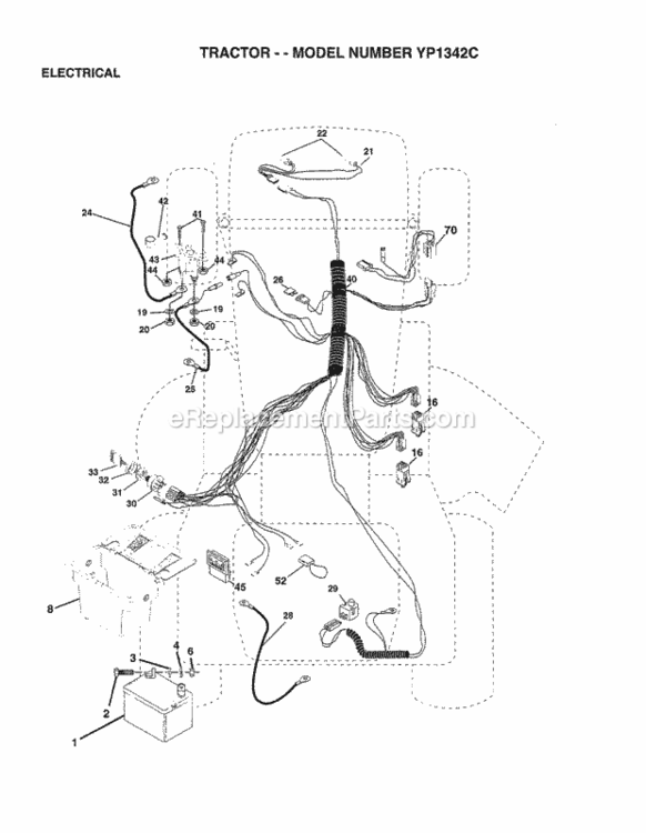 Page E Diagram and Parts List for YP1342C 1998 Husqvarna Lawn Tractor