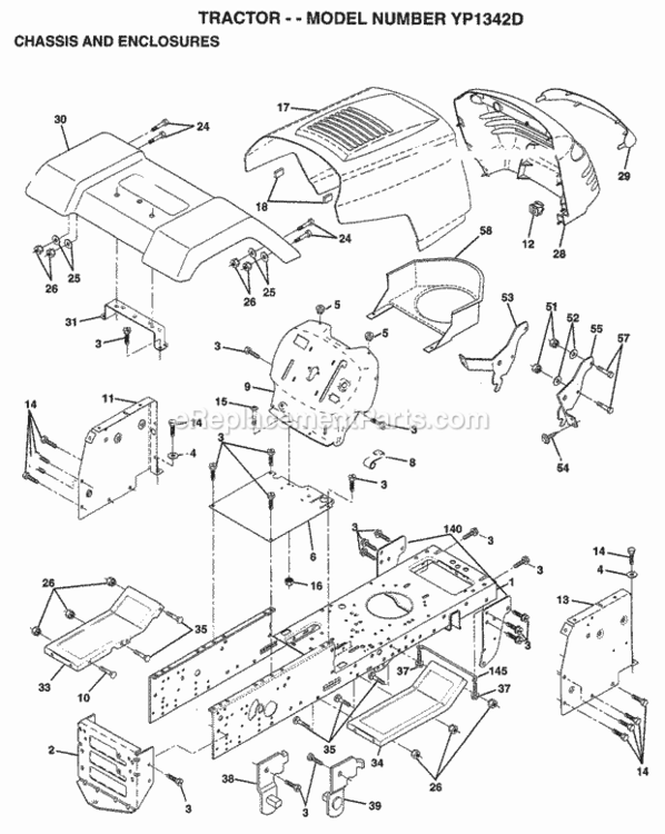 Page A Diagram and Parts List for YP1342D 1998 Husqvarna Lawn Tractor