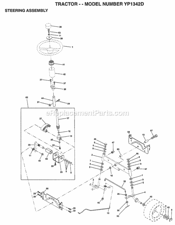 Page J Diagram and Parts List for YP1342D 1998 Husqvarna Lawn Tractor