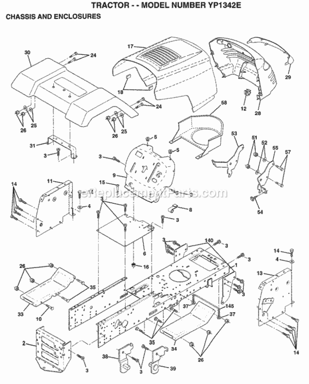 Page A Diagram and Parts List for YP1342E 1999 Husqvarna Lawn Tractor