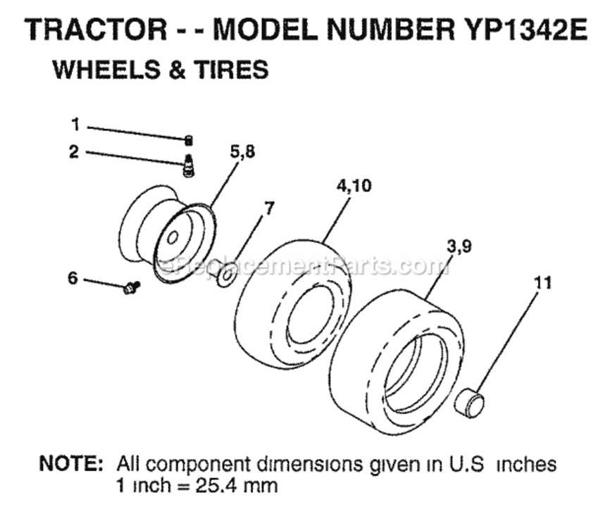 Page J Diagram and Parts List for YP1342E 1999 Husqvarna Lawn Tractor