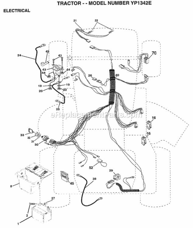 Page D Diagram and Parts List for YP1342E 1999 Husqvarna Lawn Tractor
