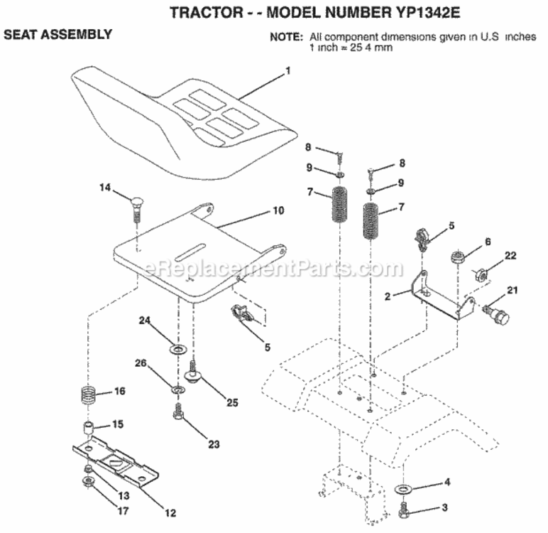 Page H Diagram and Parts List for YP1342E 1999 Husqvarna Lawn Tractor