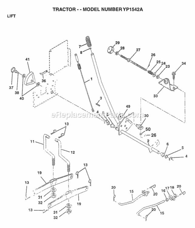 Page F Diagram and Parts List for YP1542A 1997 Husqvarna Lawn Tractor