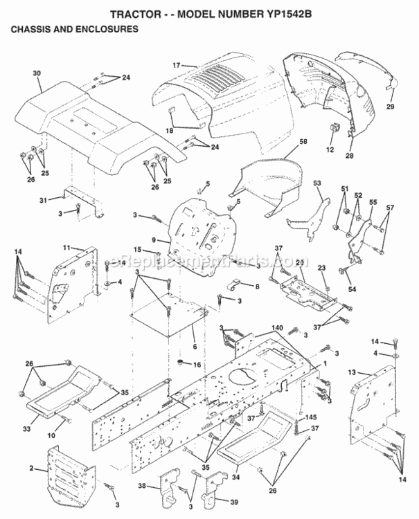 Page A Diagram and Parts List for YP1542B 1998 Husqvarna Lawn Tractor