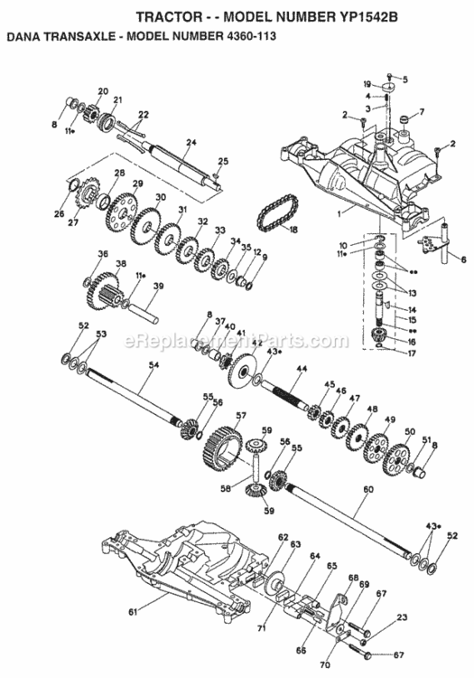 Page B Diagram and Parts List for YP1542B 1998 Husqvarna Lawn Tractor