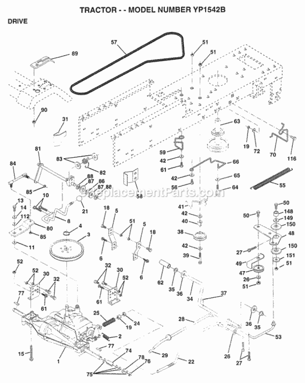 Page D Diagram and Parts List for YP1542B 1998 Husqvarna Lawn Tractor