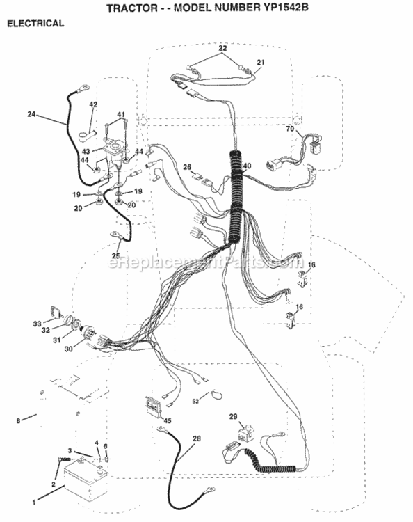 Page E Diagram and Parts List for YP1542B 1998 Husqvarna Lawn Tractor