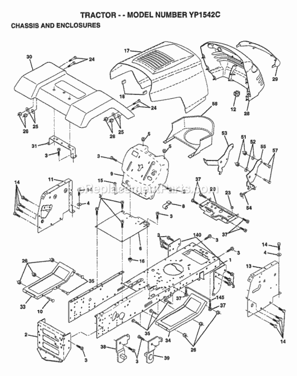 Page A Diagram and Parts List for YP1542C 1999 Husqvarna Lawn Tractor