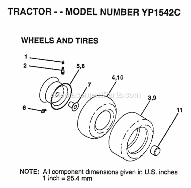 Page J Diagram and Parts List for YP1542C 1999 Husqvarna Lawn Tractor