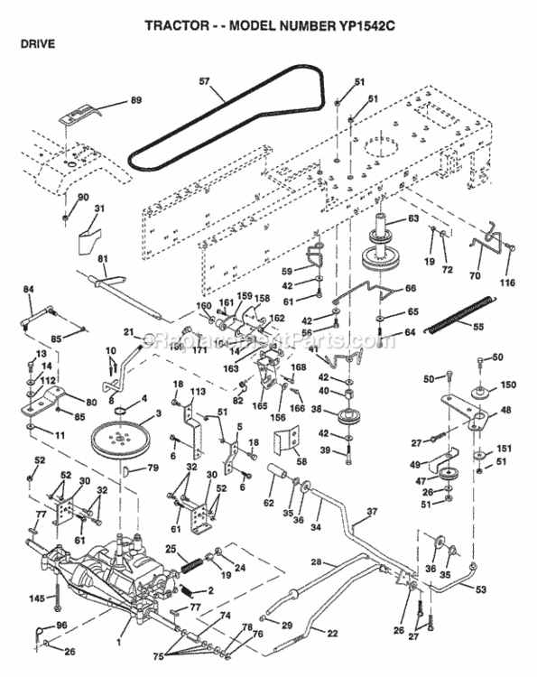 Page C Diagram and Parts List for YP1542C 1999 Husqvarna Lawn Tractor