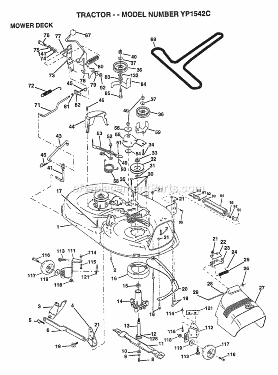 Page G Diagram and Parts List for YP1542C 1999 Husqvarna Lawn Tractor