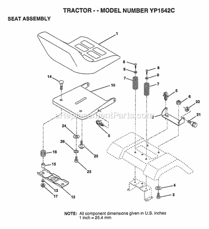 Page H Diagram and Parts List for YP1542C 1999 Husqvarna Lawn Tractor