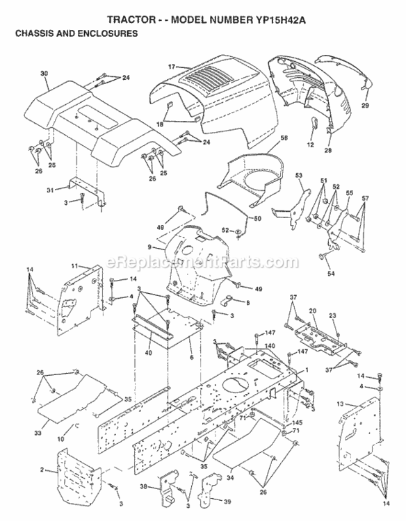 Page A Diagram and Parts List for YP15H42A 1997 Husqvarna Lawn Tractor