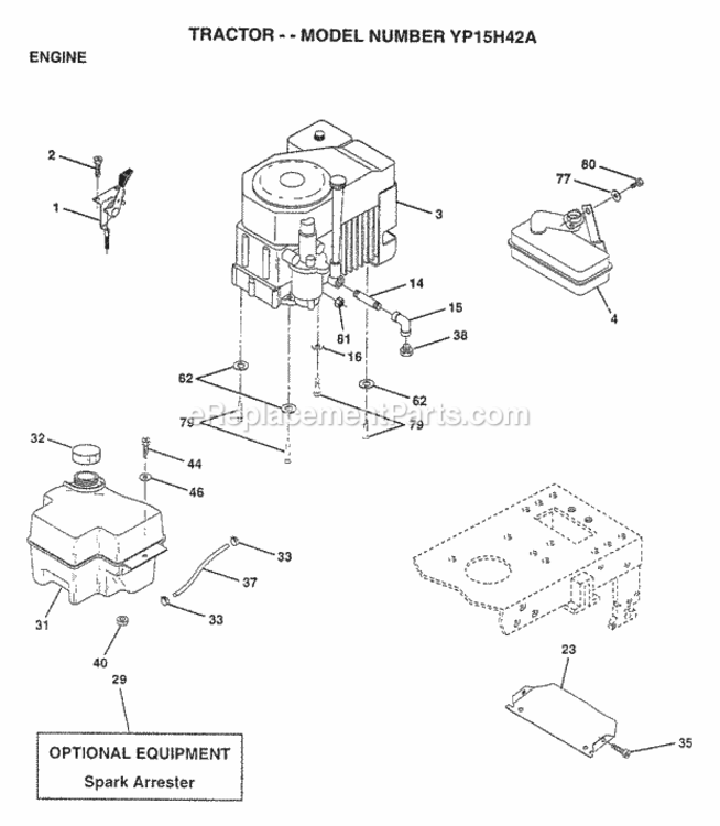 Page E Diagram and Parts List for YP15H42A 1997 Husqvarna Lawn Tractor
