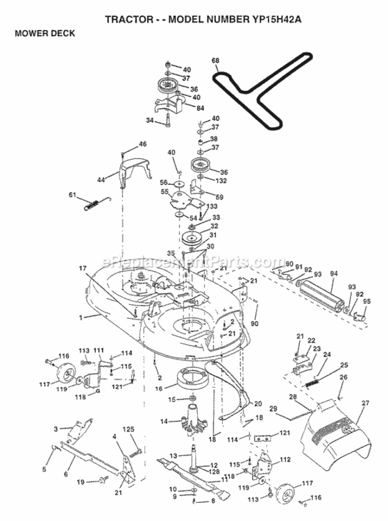 Page G Diagram and Parts List for YP15H42A 1997 Husqvarna Lawn Tractor