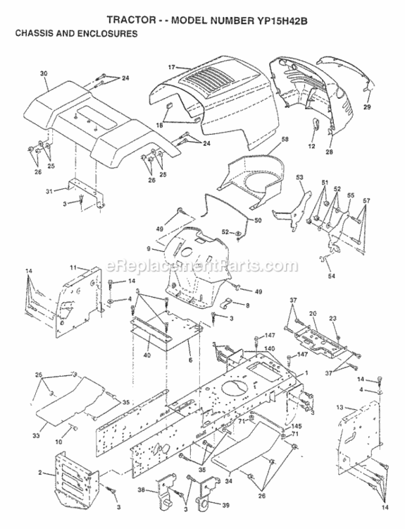 Page A Diagram and Parts List for YP15H42B 1997 Husqvarna Lawn Tractor