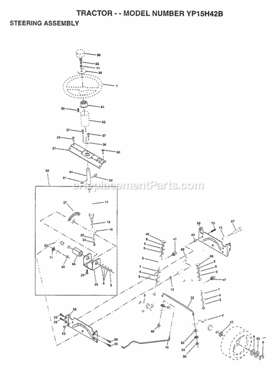 Page J Diagram and Parts List for YP15H42B 1997 Husqvarna Lawn Tractor