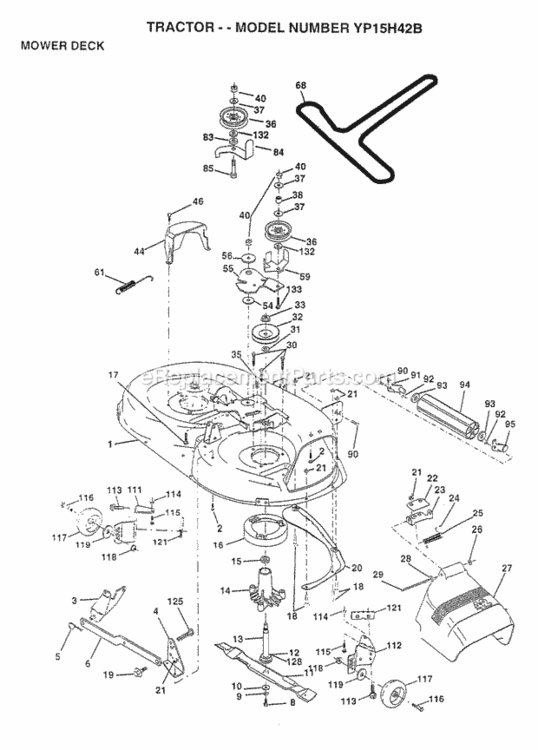 Page G Diagram and Parts List for YP15H42B 1997 Husqvarna Lawn Tractor
