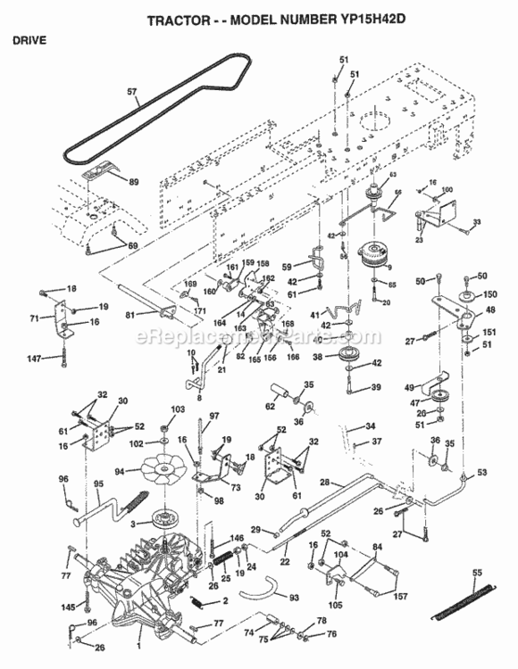 Page C Diagram and Parts List for YP15H42D 1999 Husqvarna Lawn Tractor