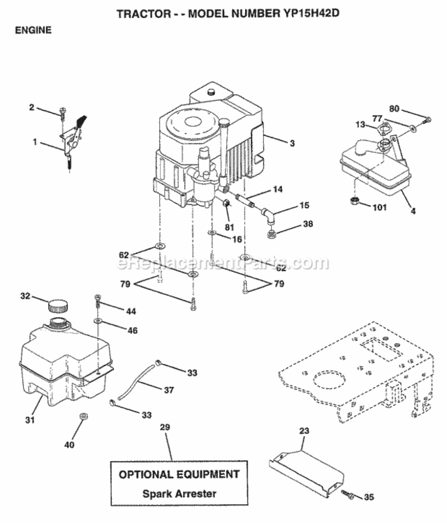 Page E Diagram and Parts List for YP15H42D 1999 Husqvarna Lawn Tractor