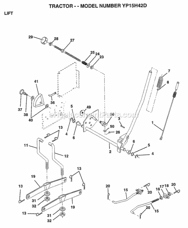 Page F Diagram and Parts List for YP15H42D 1999 Husqvarna Lawn Tractor
