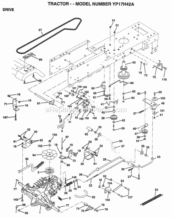 Page C Diagram and Parts List for YP17H42A 1999 Husqvarna Lawn Tractor