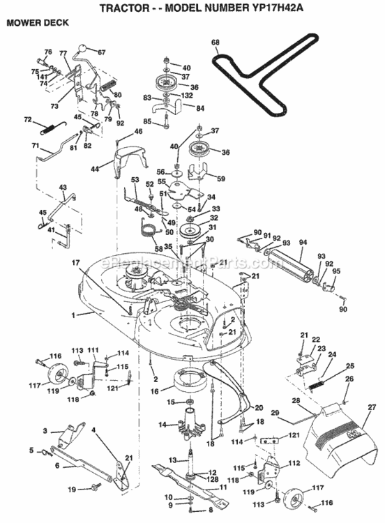 Page G Diagram and Parts List for YP17H42A 1999 Husqvarna Lawn Tractor