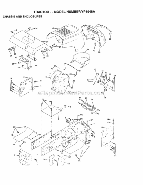 Page A Diagram and Parts List for YP1946A 1997 Husqvarna Lawn Tractor