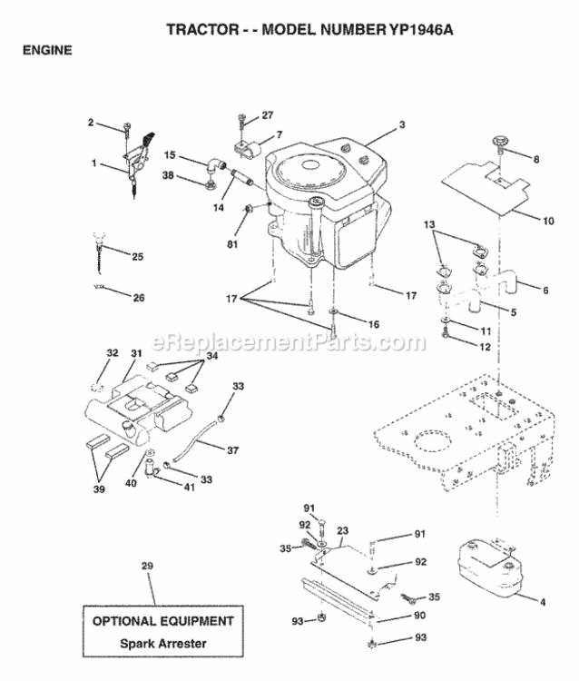 Page E Diagram and Parts List for YP1946A 1997 Husqvarna Lawn Tractor