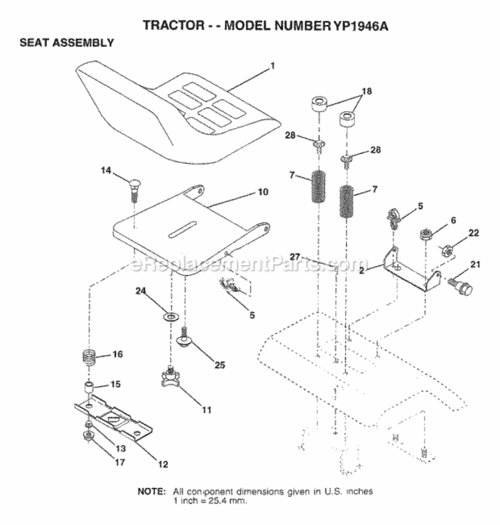 Page H Diagram and Parts List for YP1946A 1997 Husqvarna Lawn Tractor