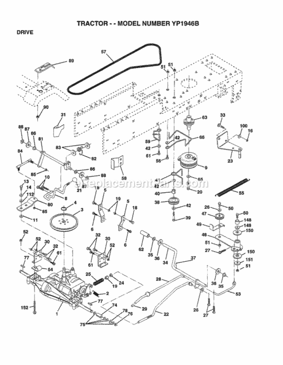 Page C Diagram and Parts List for YP1946B 1998 Husqvarna Lawn Tractor
