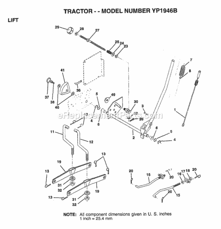 Page F Diagram and Parts List for YP1946B 1998 Husqvarna Lawn Tractor