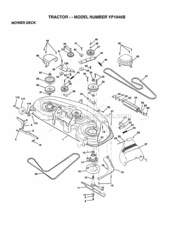 Page G Diagram and Parts List for YP1946B 1998 Husqvarna Lawn Tractor