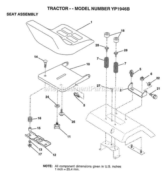 Page H Diagram and Parts List for YP1946B 1998 Husqvarna Lawn Tractor