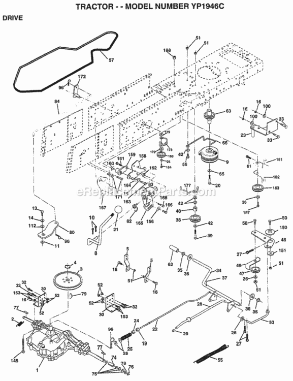 Page C Diagram and Parts List for YP1946C 1999 Husqvarna Lawn Tractor